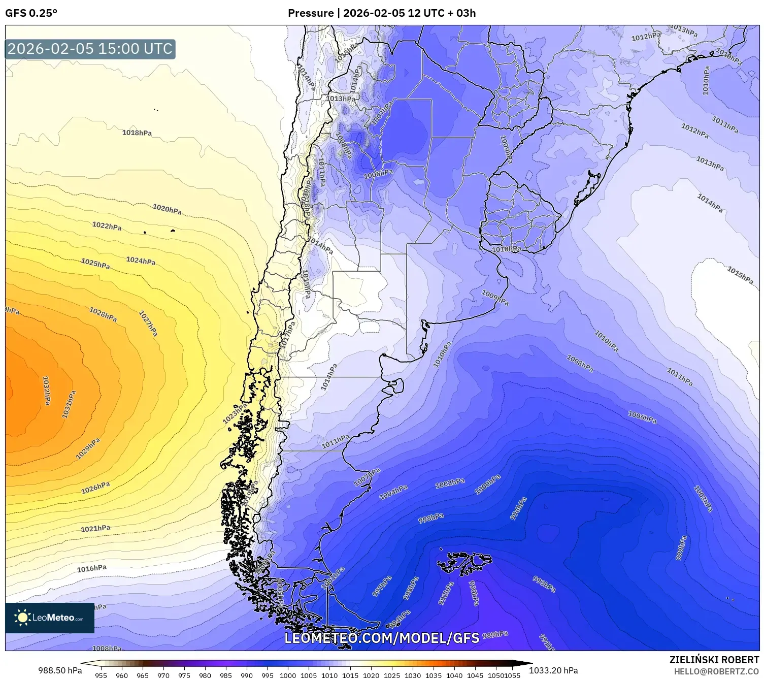 GFS model - Argentina, Pressure