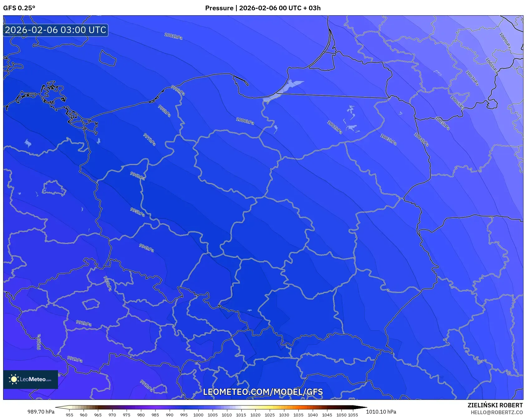 GFS model - Poland, Pressure