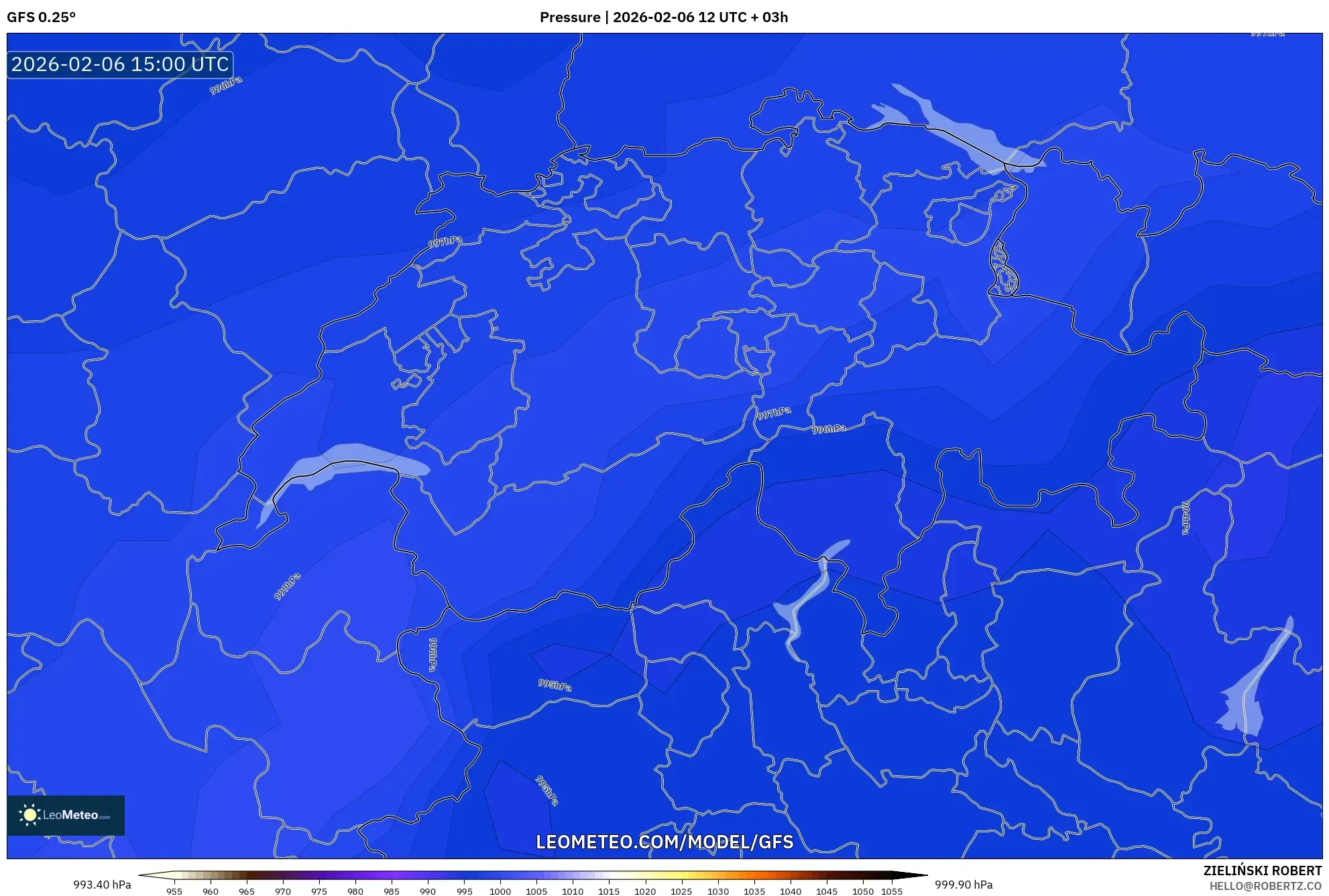 GFS model - Switzerland, Pressure