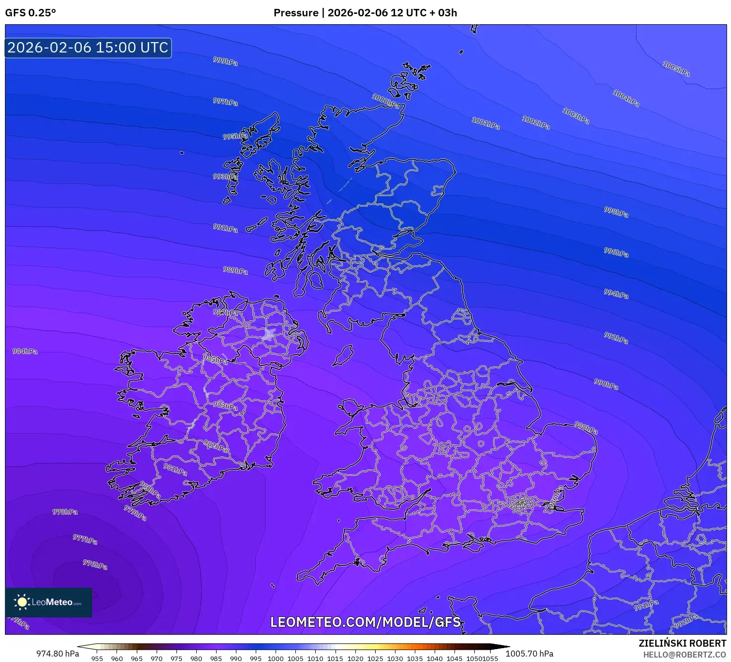 GFS model - United Kingdom, Pressure