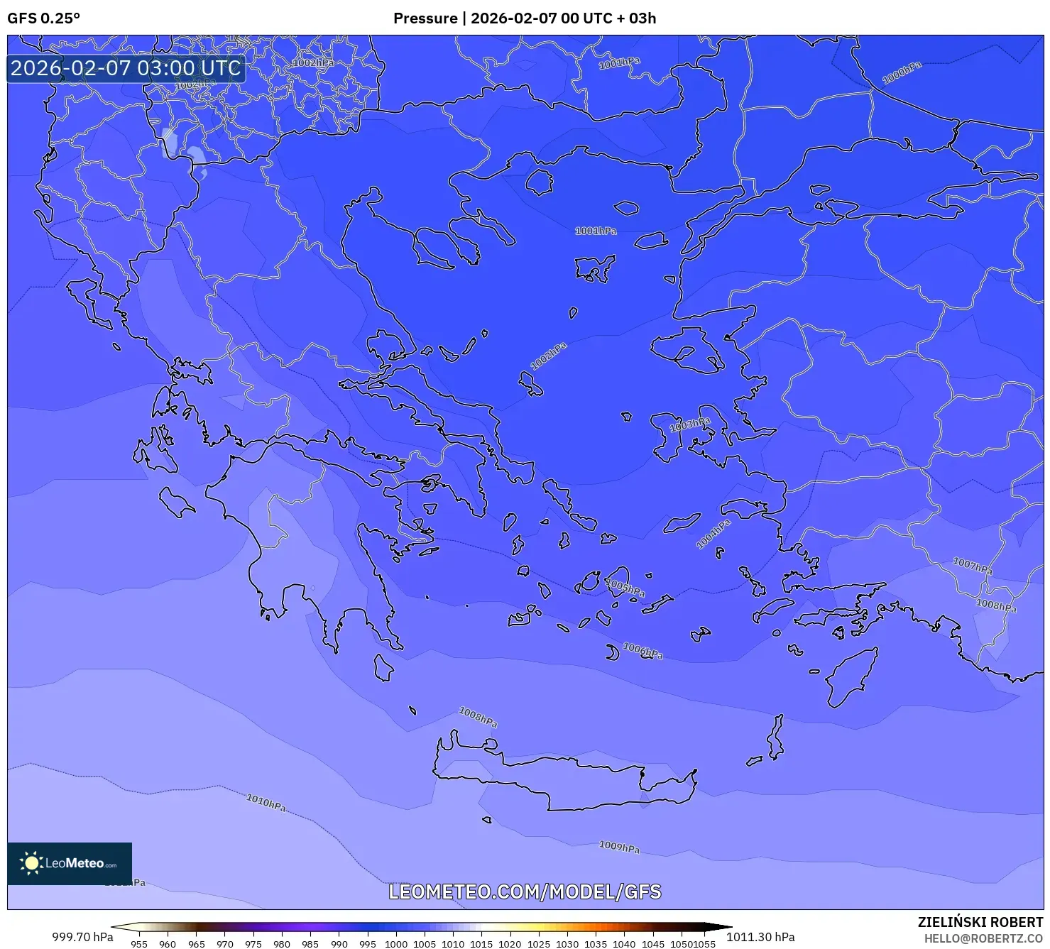GFS model - Greece, Pressure