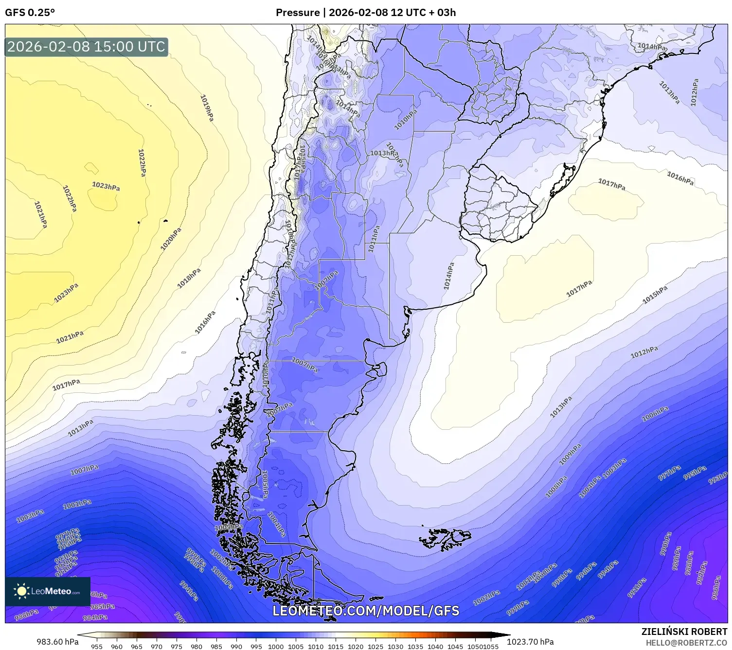 GFS model - Argentina, Pressure