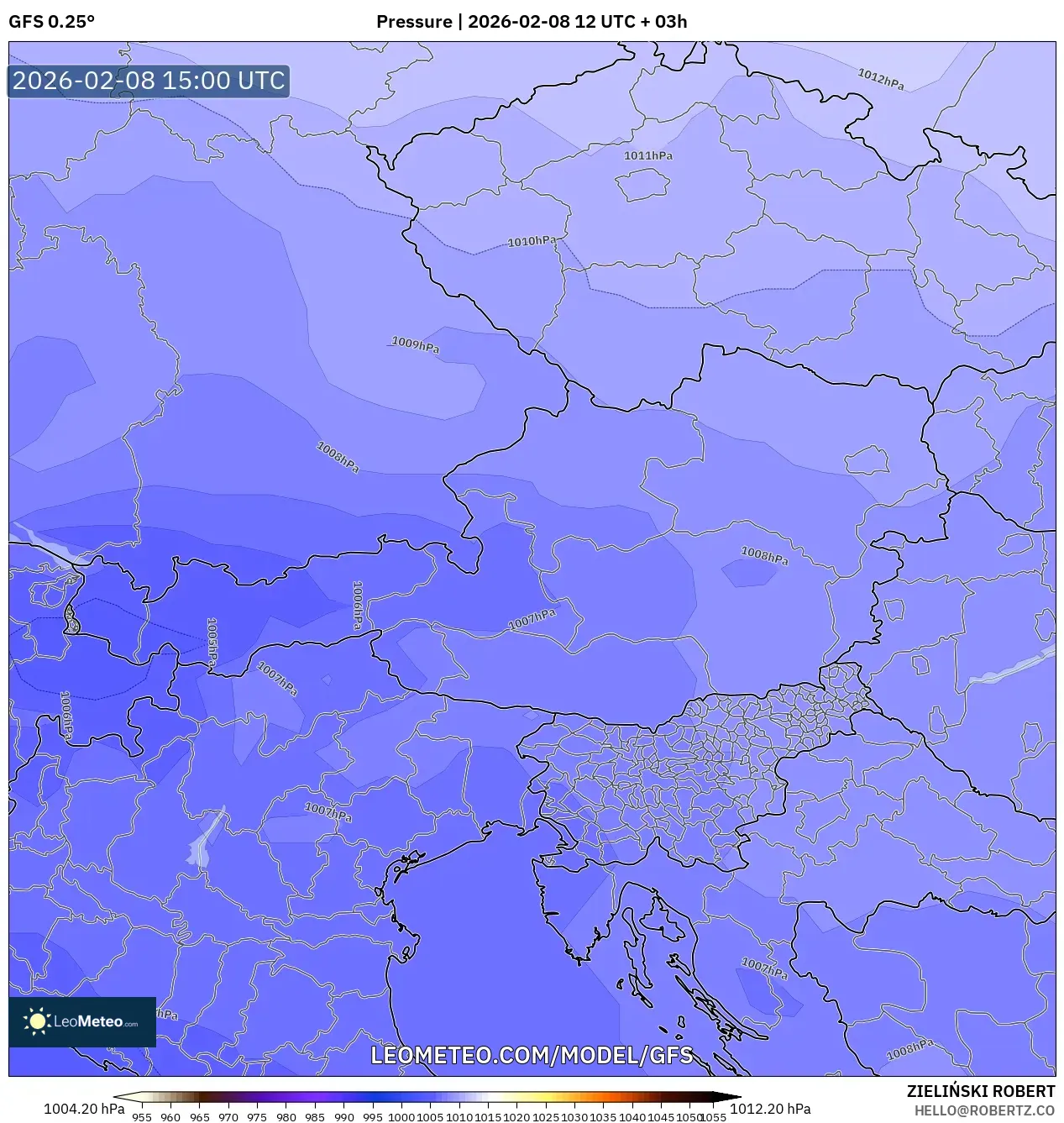 GFS model - Austria, Pressure