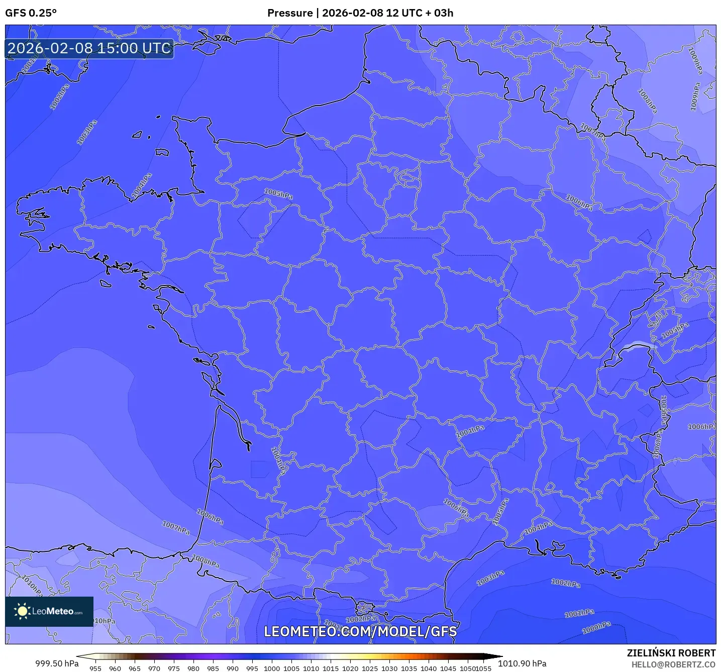 GFS model - France, Pressure