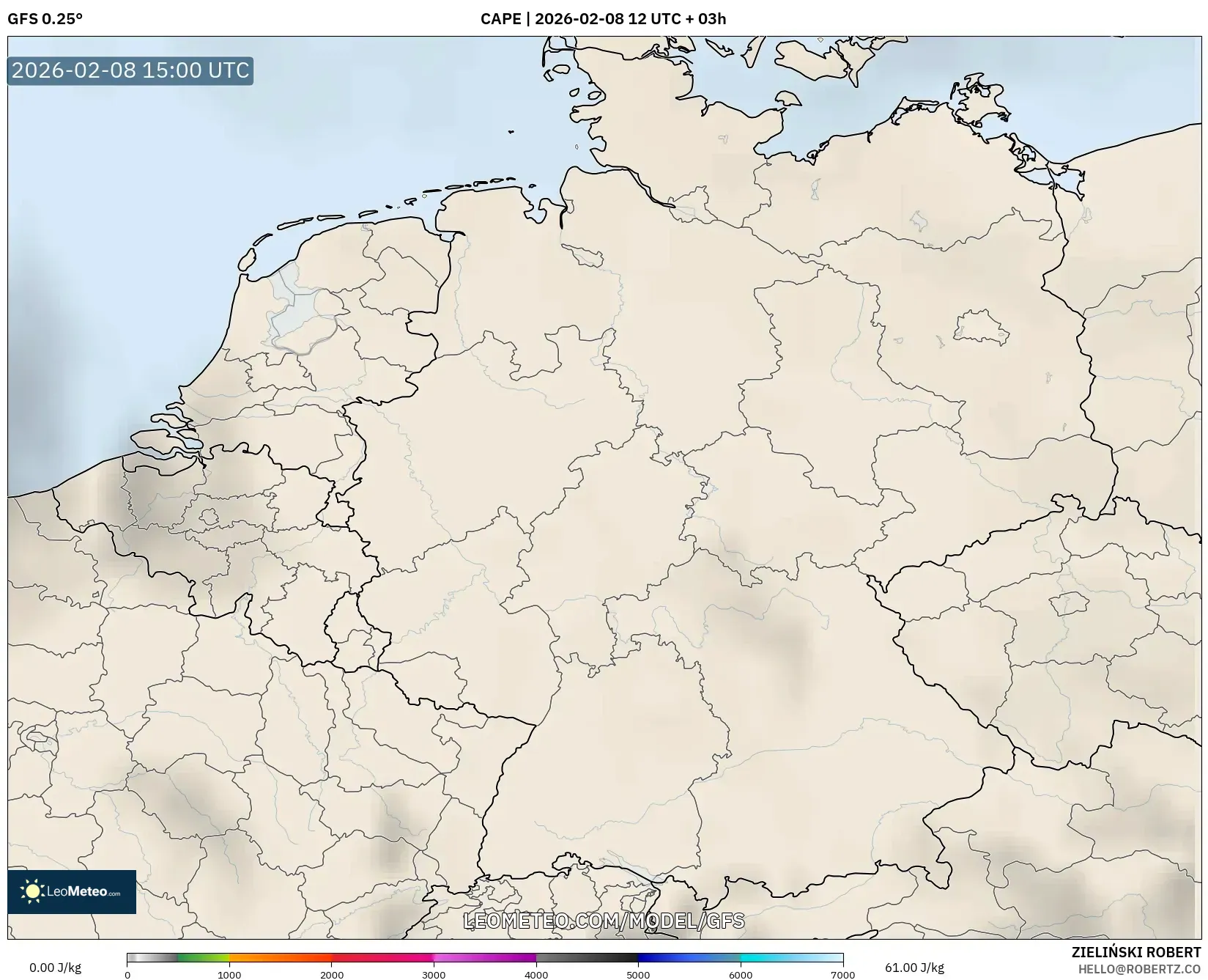 GFS model - Germany, CAPE
