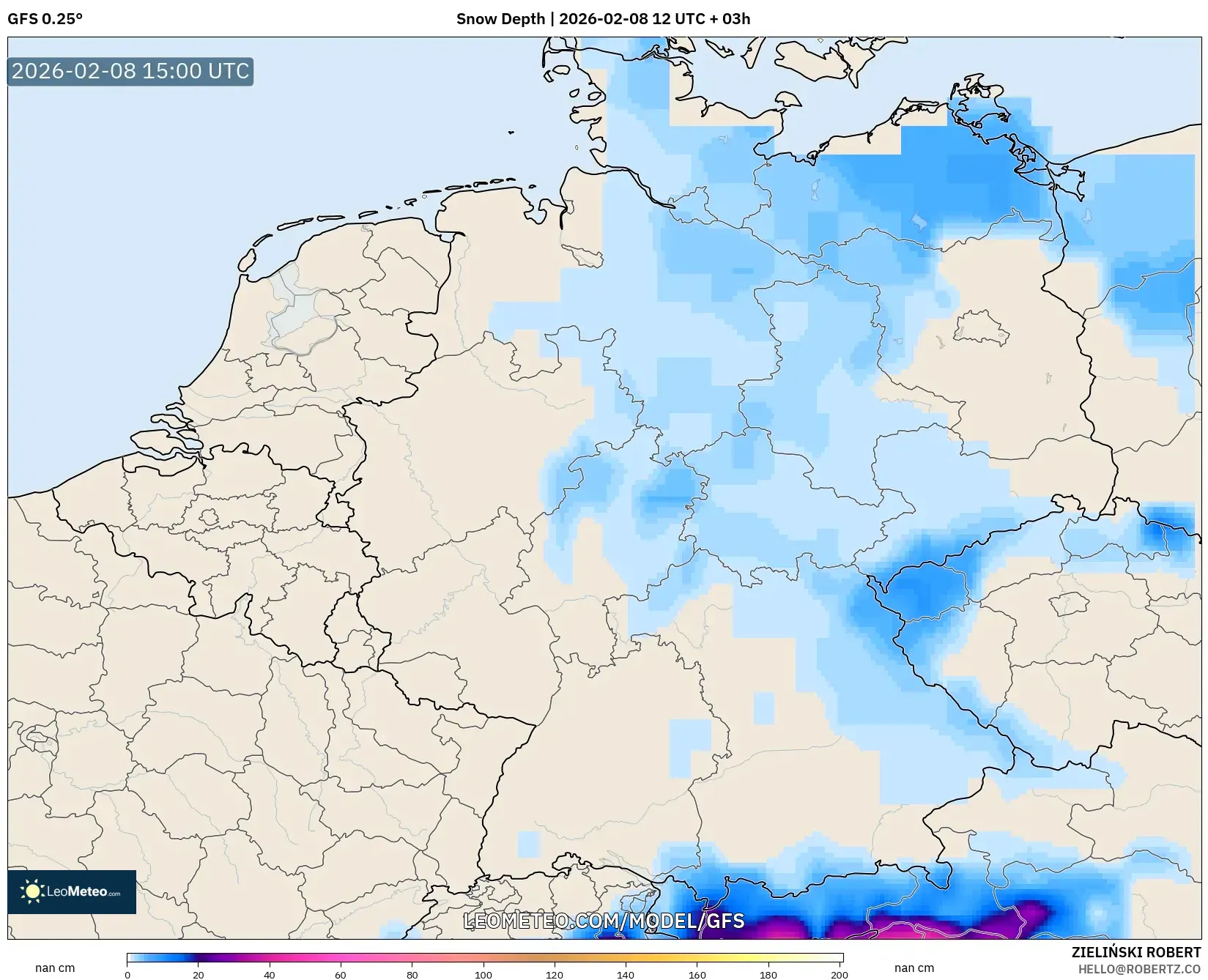 GFS model - Germany, Snow Depth