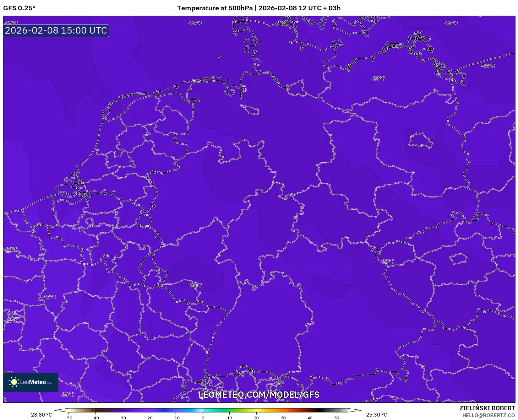 GFS model - Germany, Temperature at 500hPa