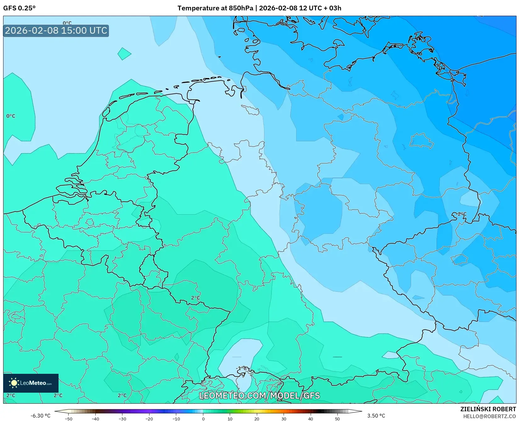 GFS model - Germany, Temperature at 850hPa