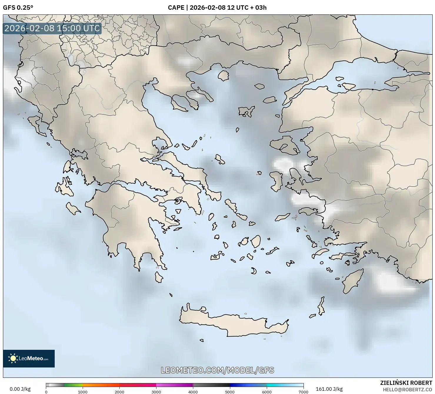 GFS model - Greece, CAPE