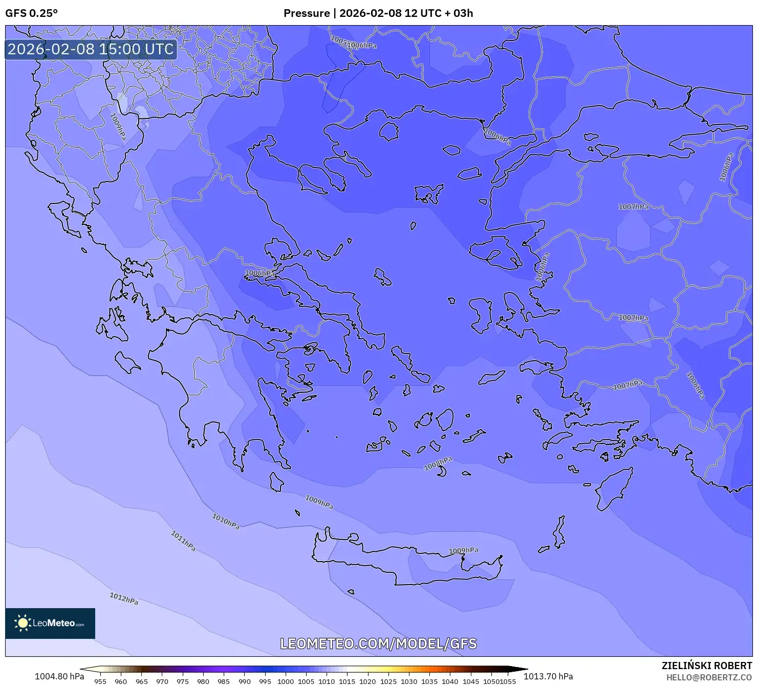 GFS model - Greece, Pressure