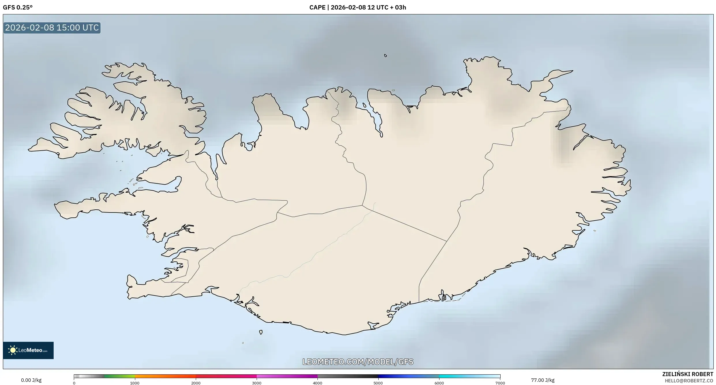 GFS model - Iceland, CAPE