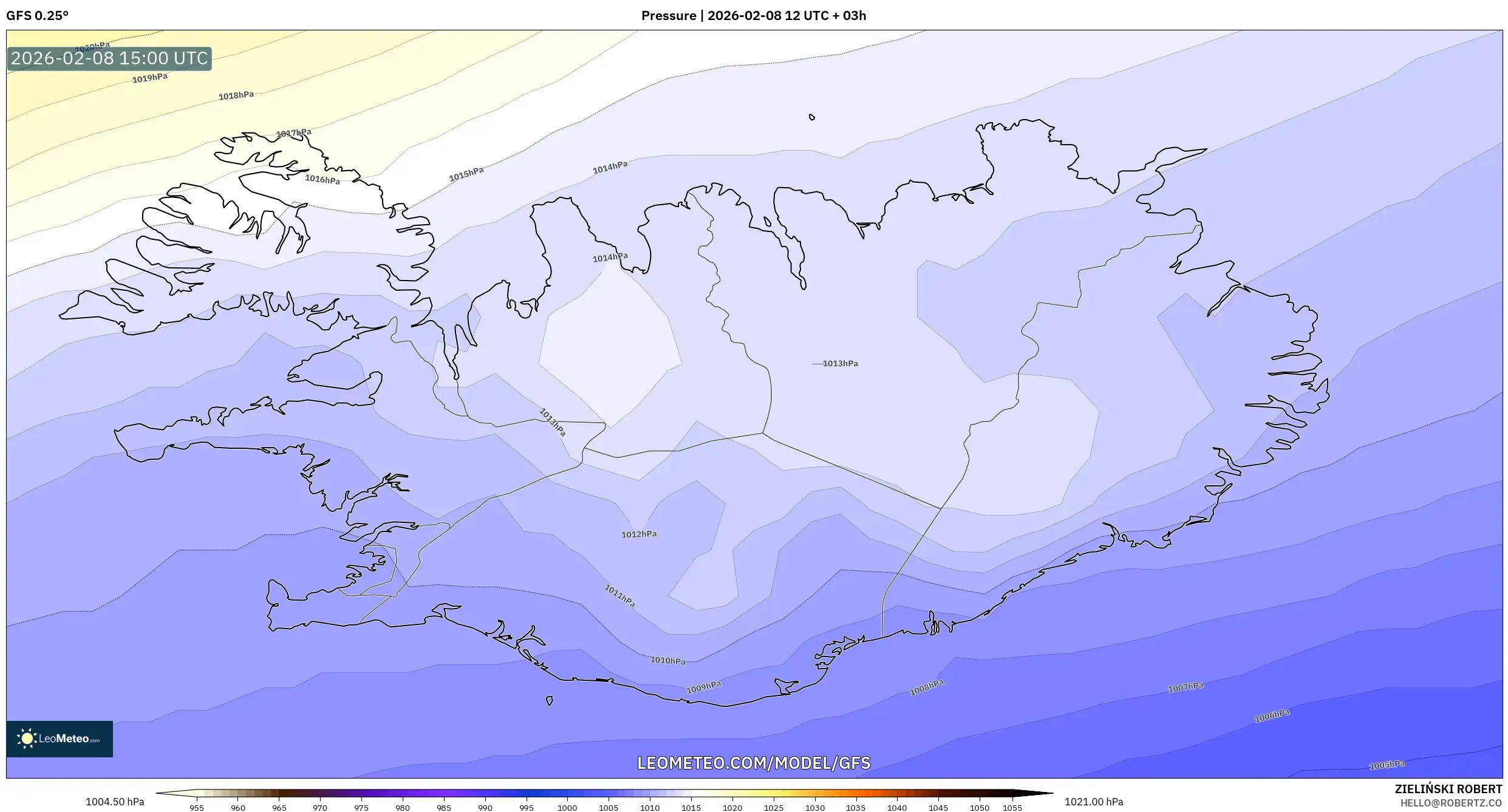 GFS model - Iceland, Pressure