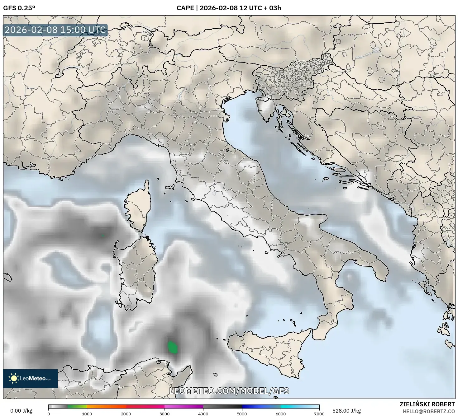GFS model - Italia, CAPE