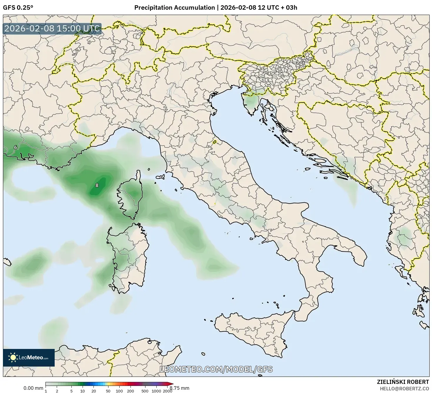 GFS model - Italy, Precipitation Accumulation