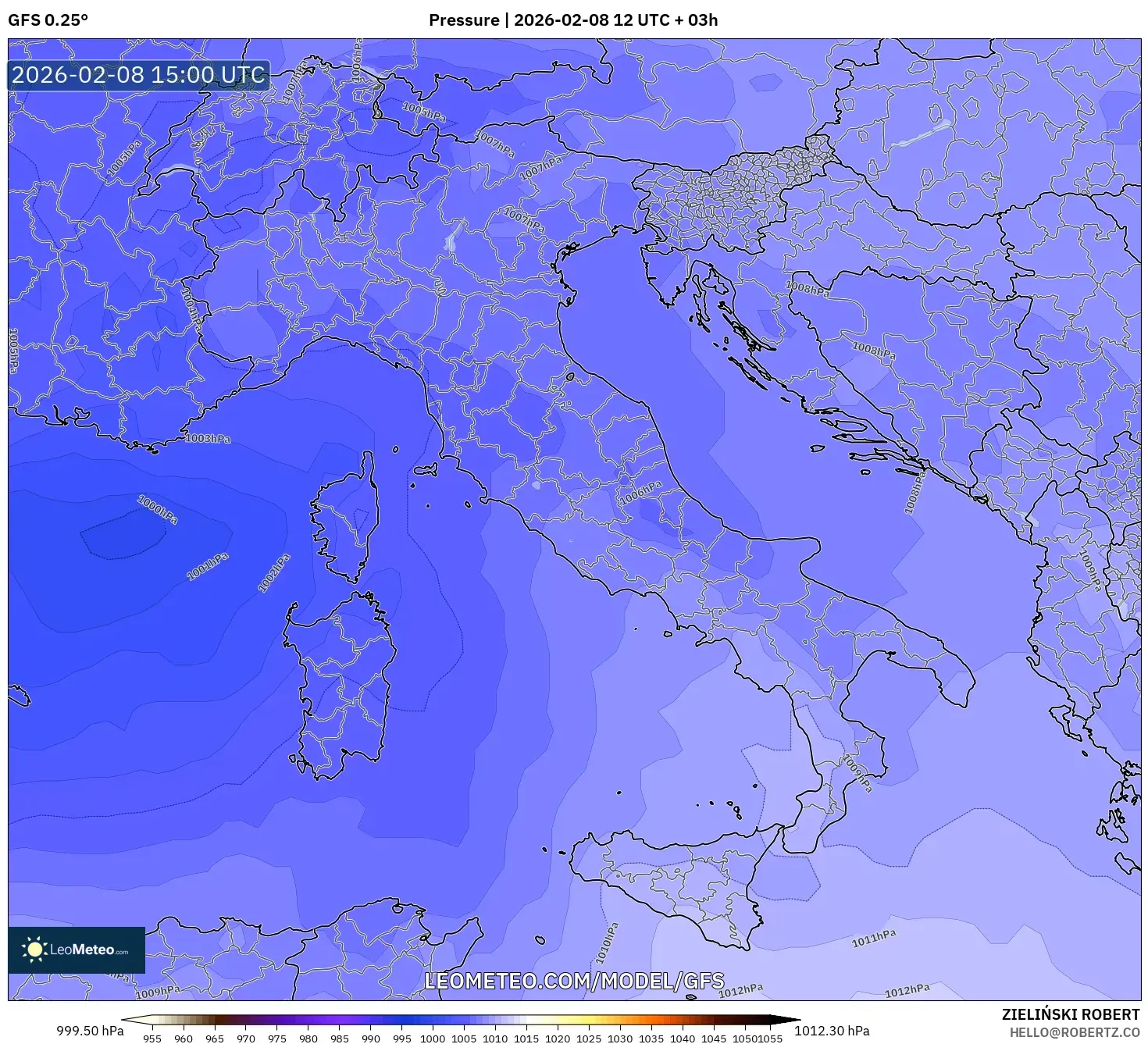 GFS model - Italia, Tekanan