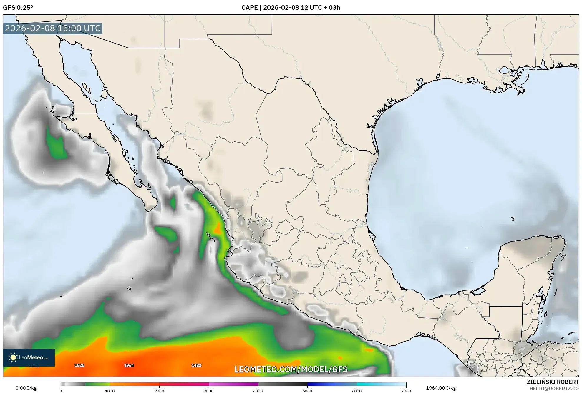 GFS model - Mexico, CAPE