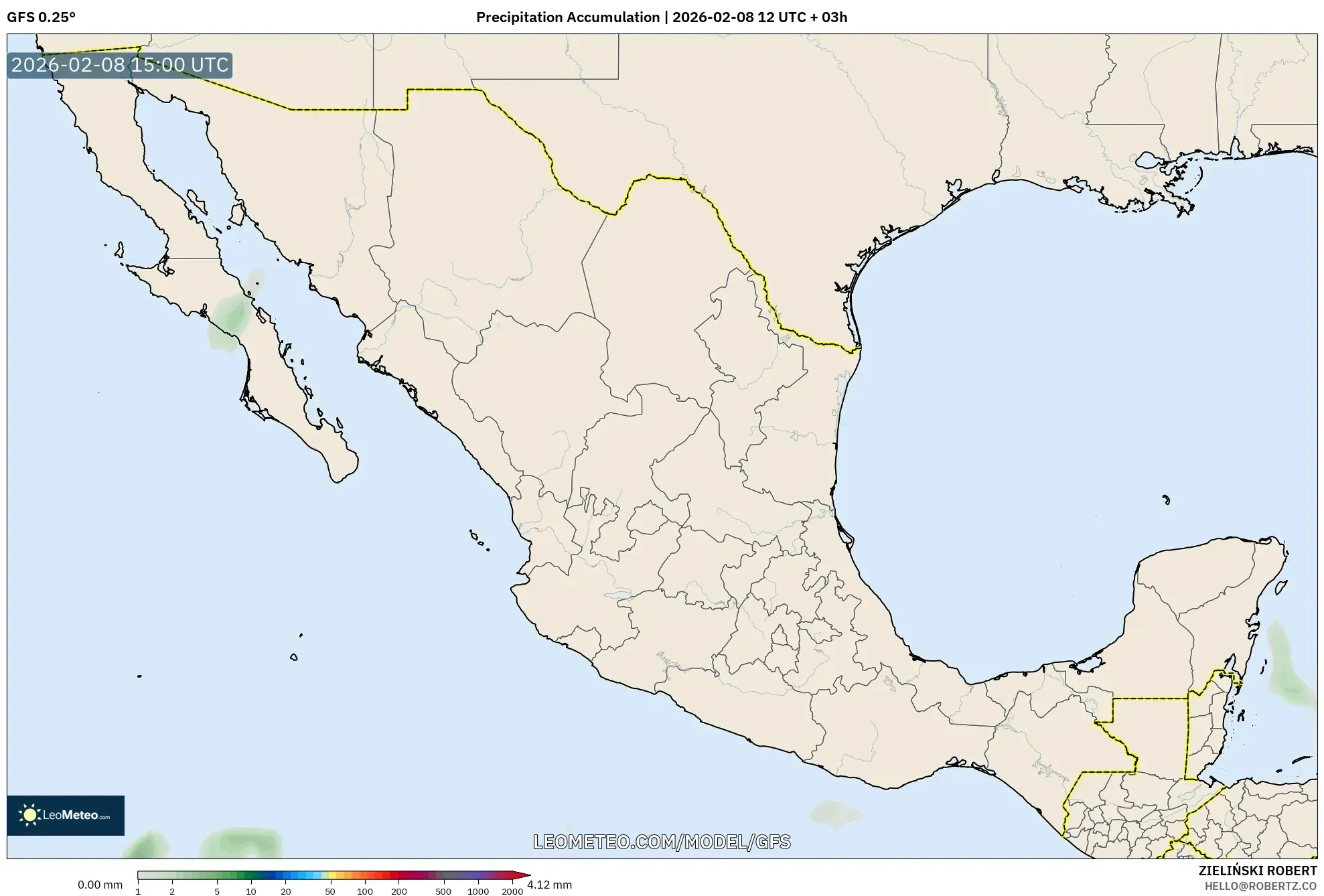 GFS model - Mexico, Precipitation Accumulation