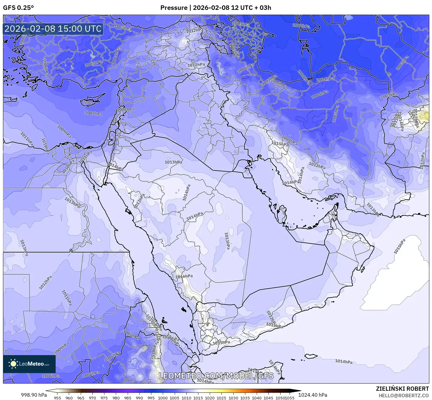 GFS model - Middle East, Pressure
