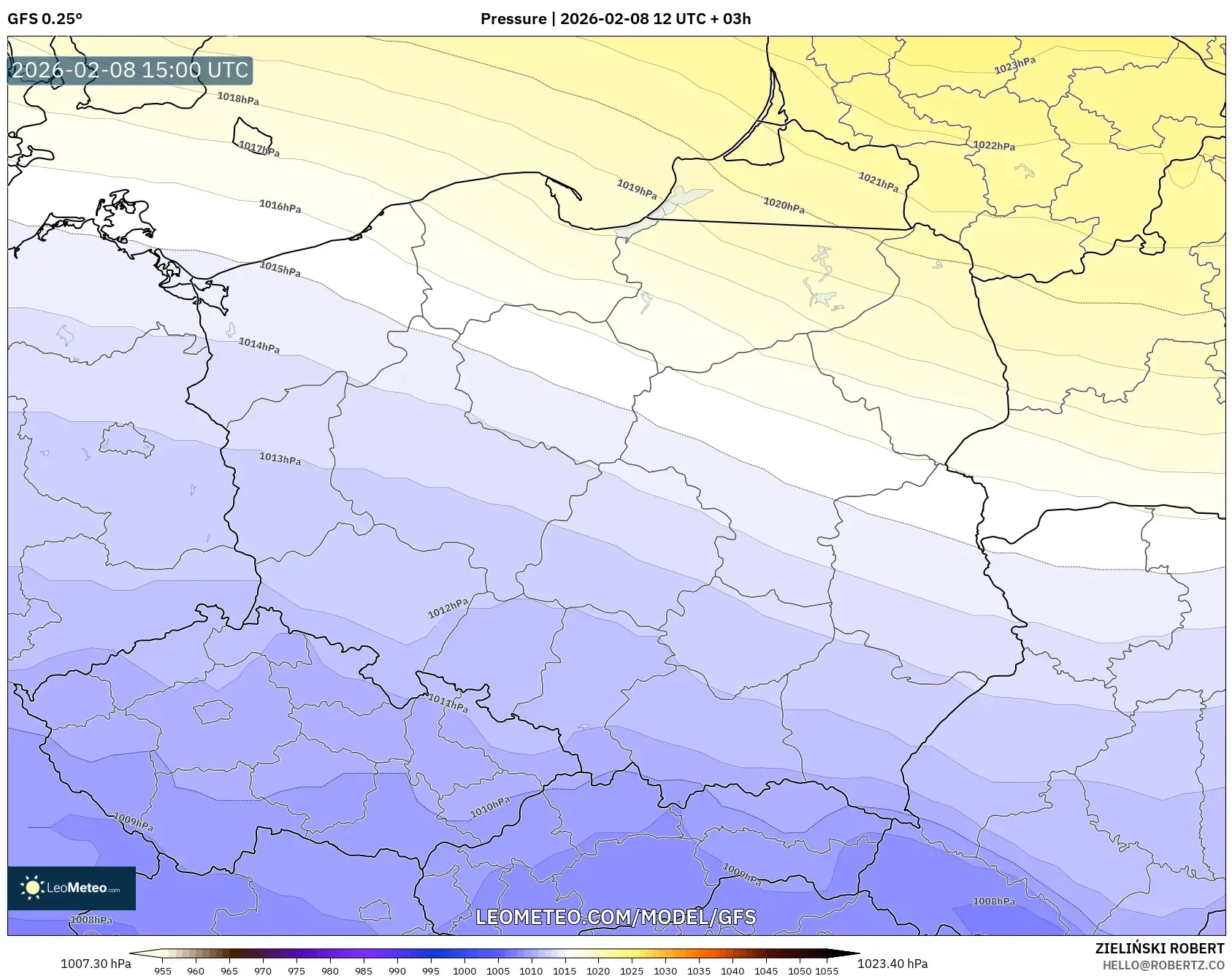 GFS model - Poland, Pressure