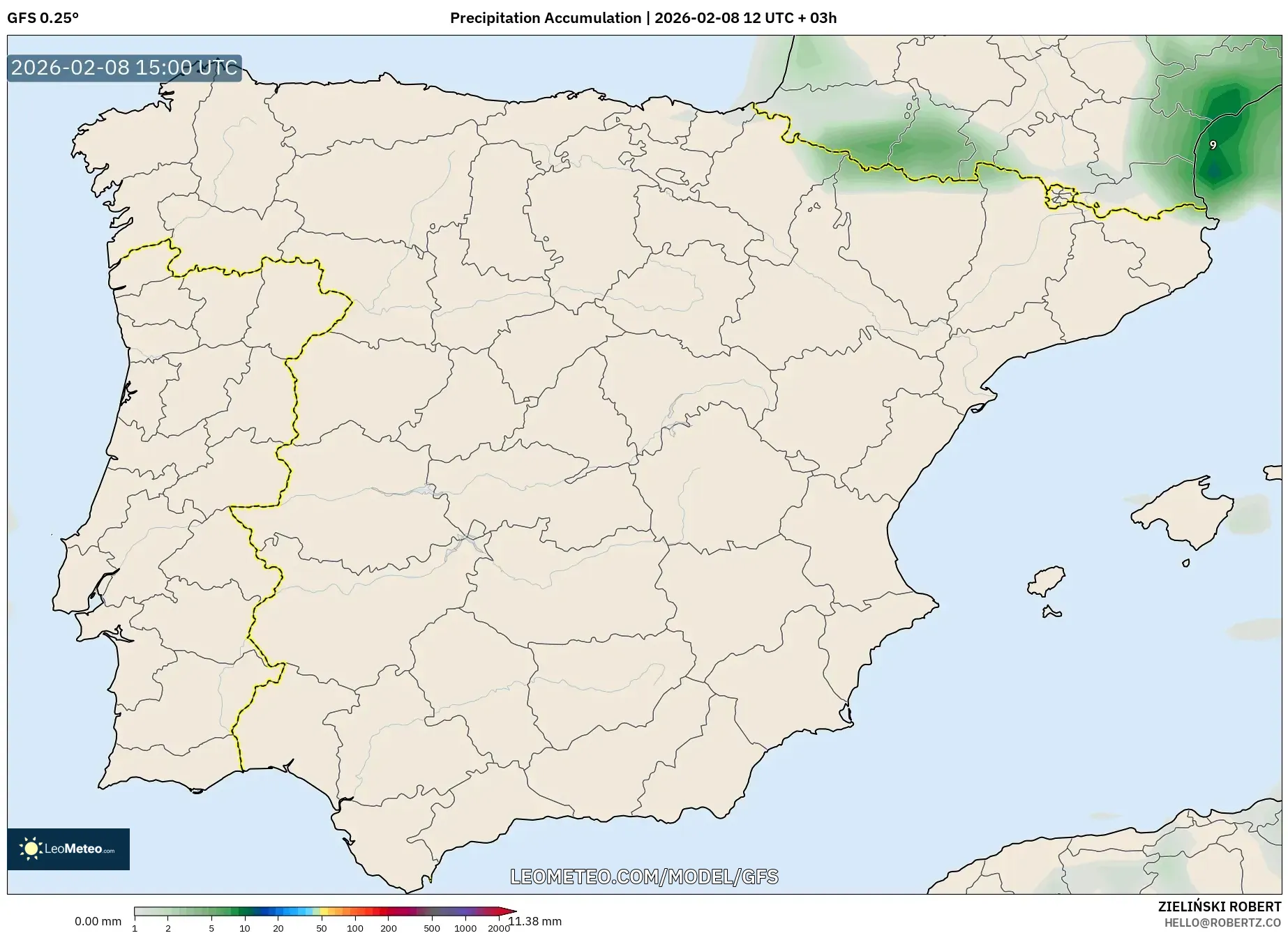 GFS model - Spain, Precipitation Accumulation