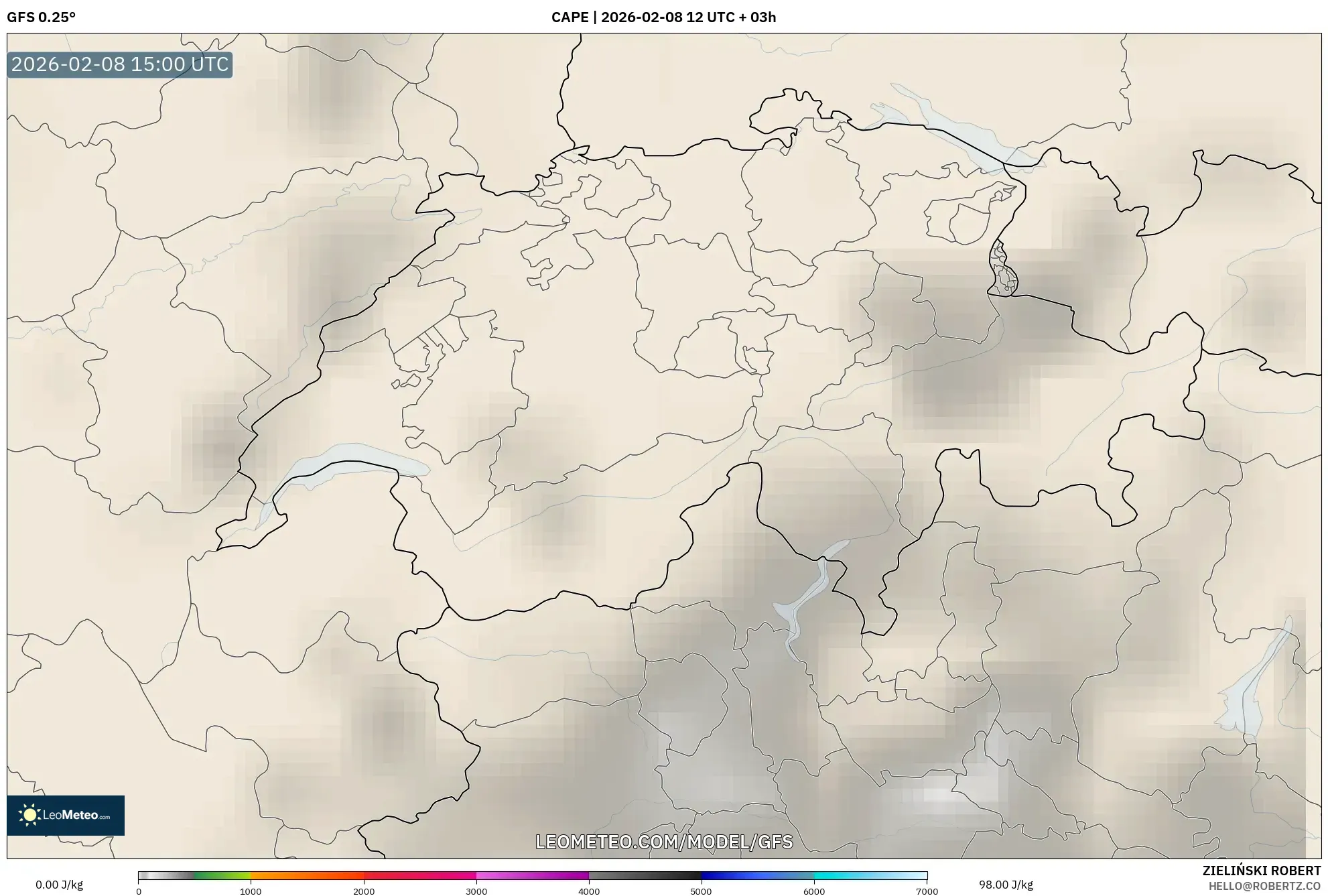 GFS model - Switzerland, CAPE