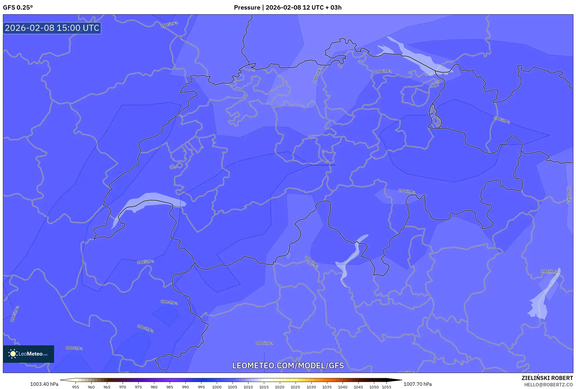 GFS model - Switzerland, Pressure