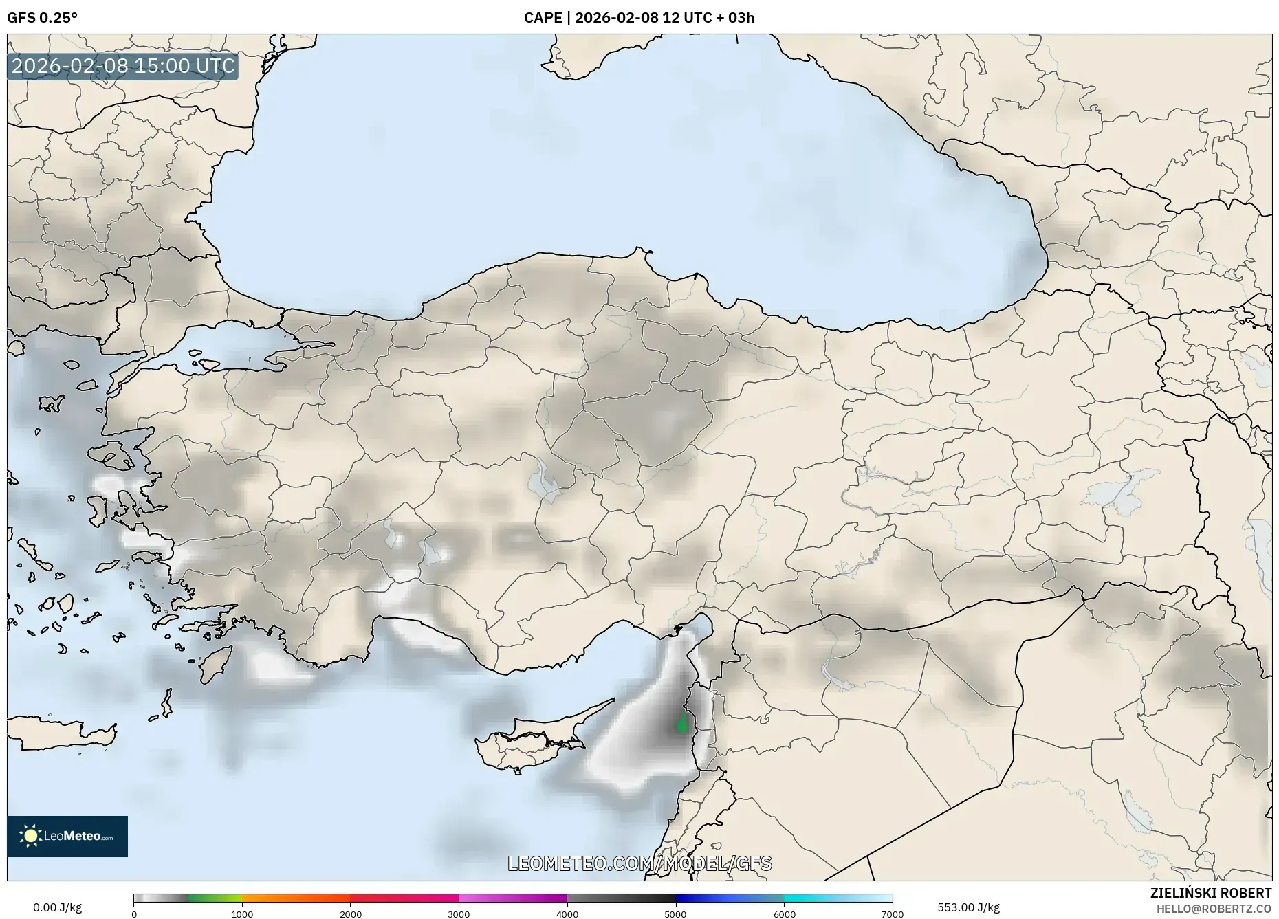 GFS model - Turkey, CAPE