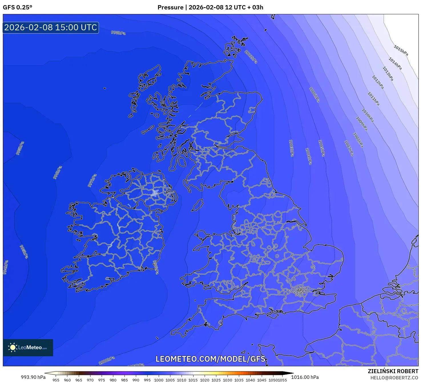 GFS model - United Kingdom, Pressure