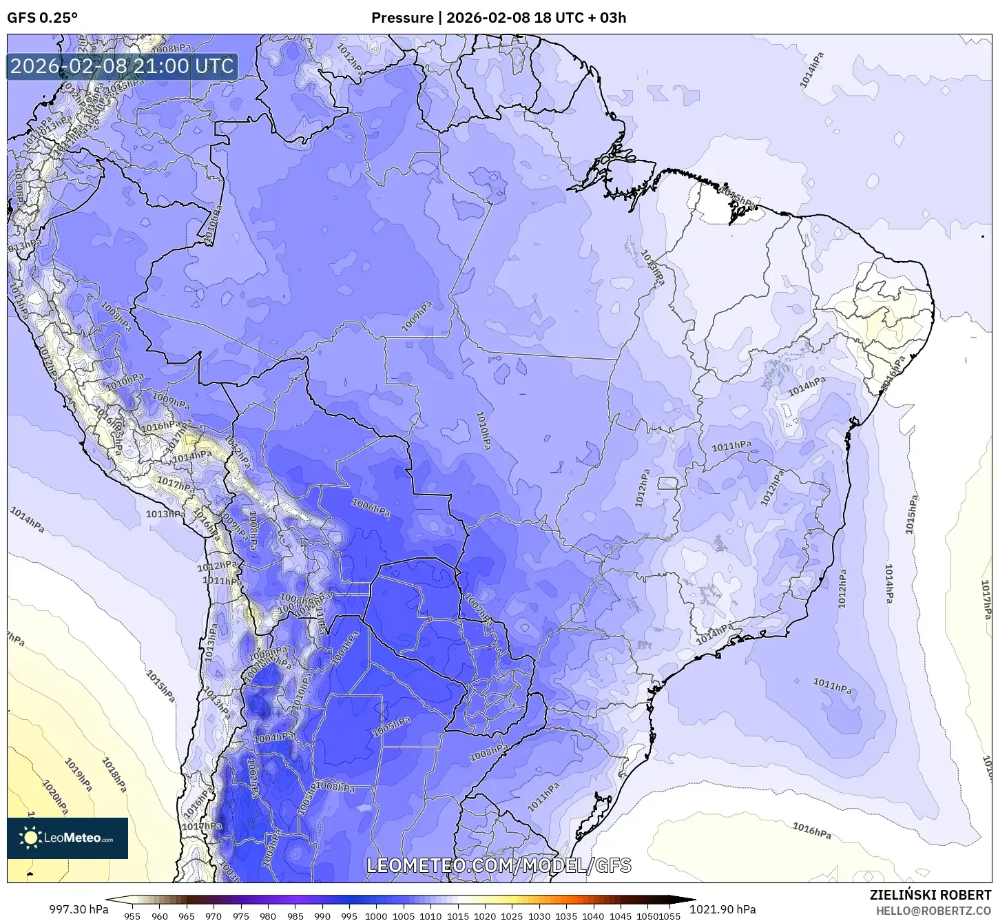 GFS model - Brazil, Tekanan