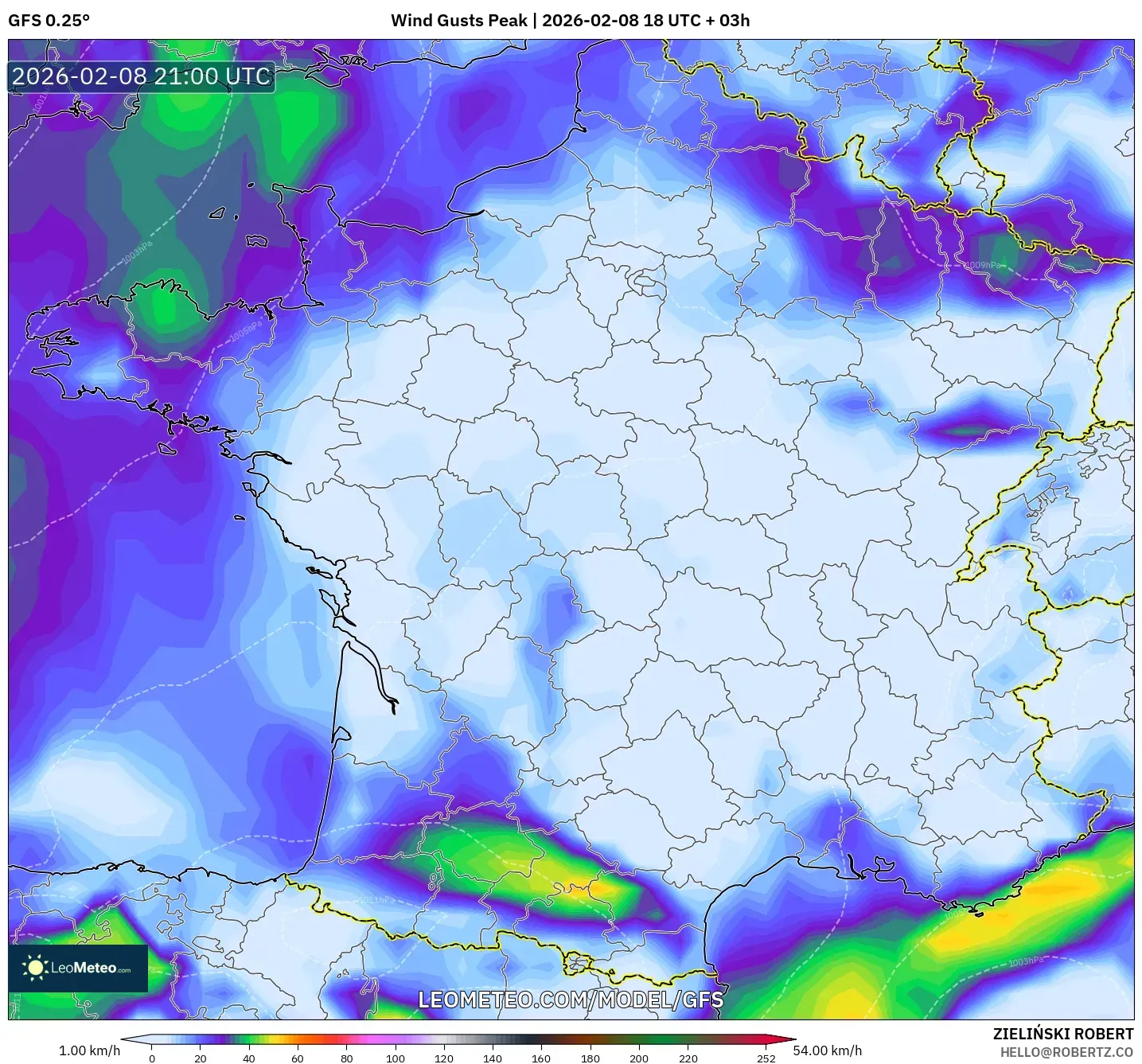 GFS model - Prancis, Puncak Hembusan