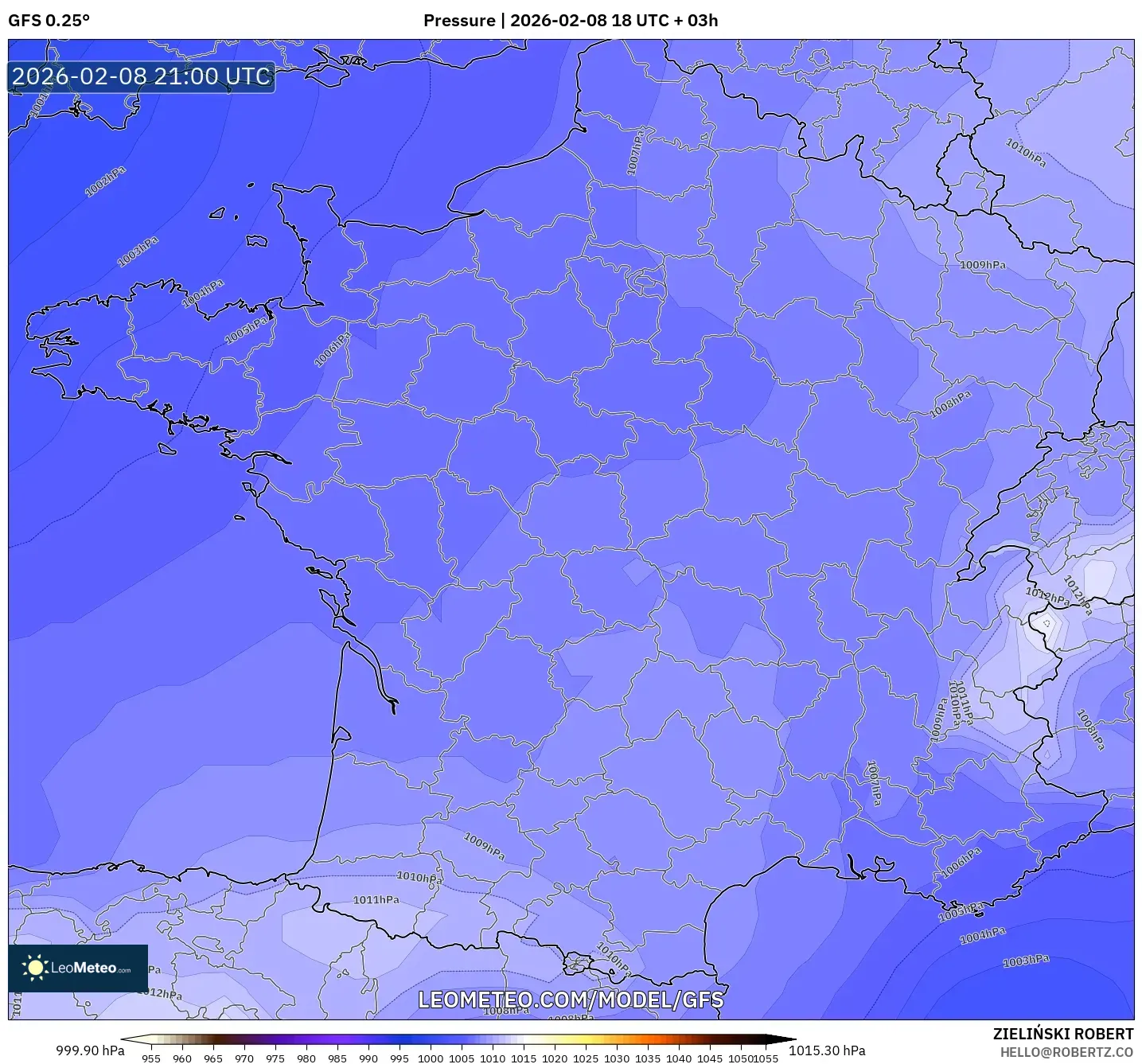 GFS model - France, Pressure