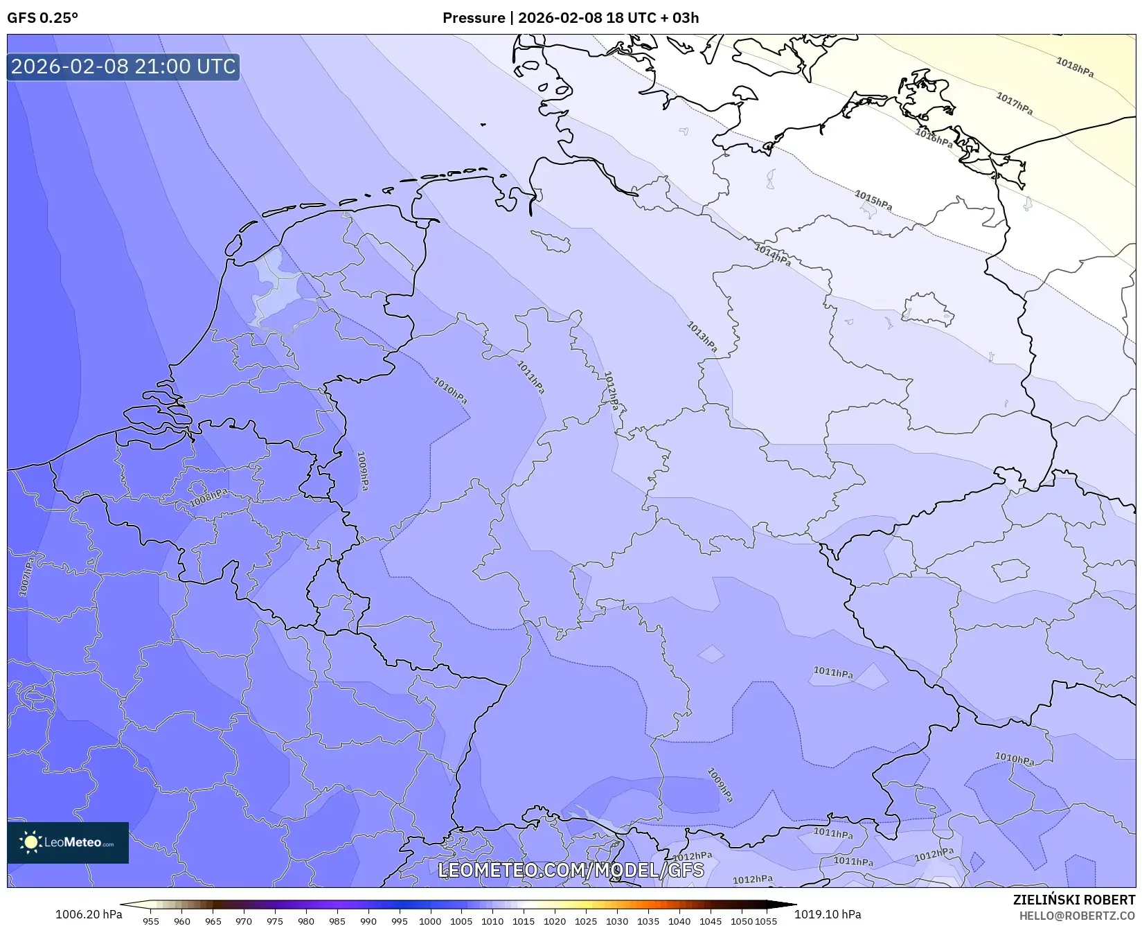 GFS model - Germany, Pressure