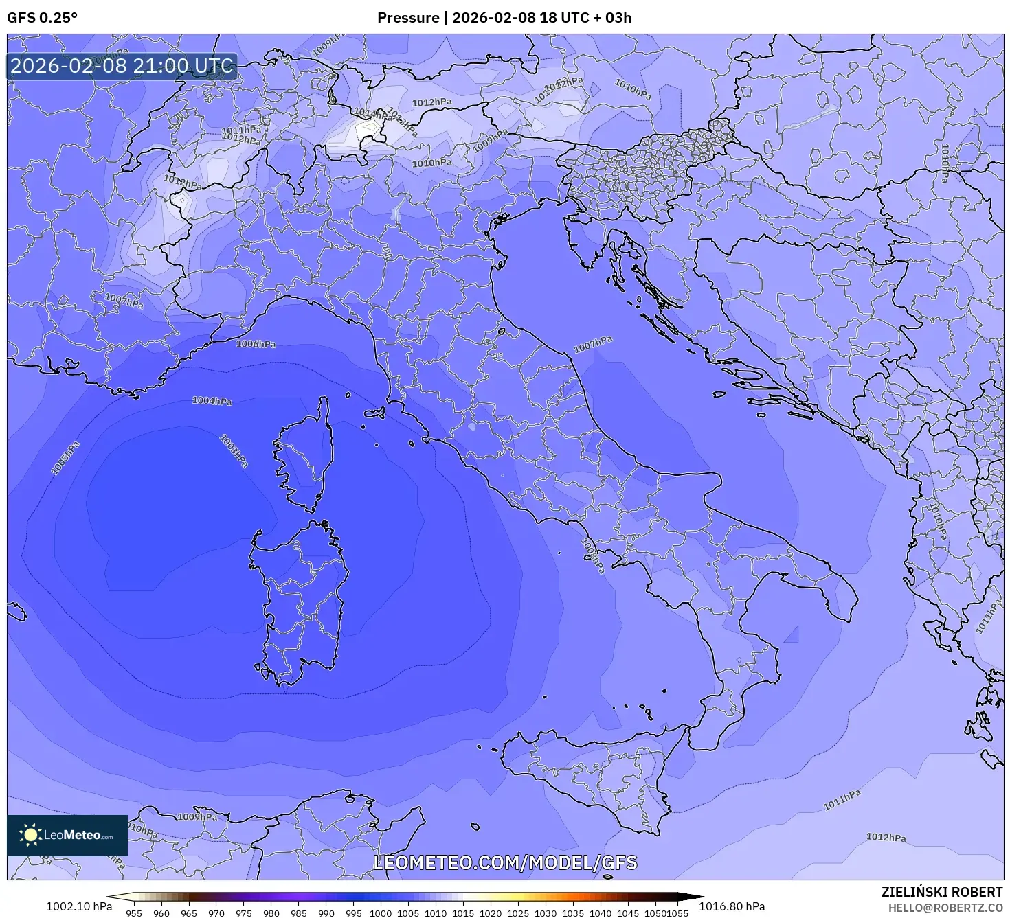 GFS model - Italy, Pressure