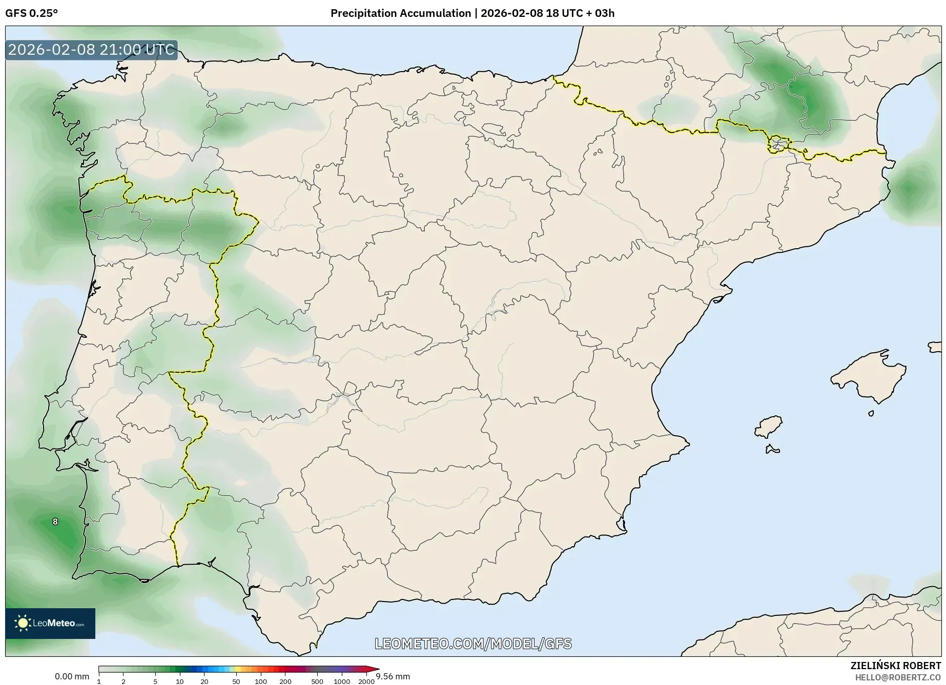GFS model - Spain, Precipitation Accumulation