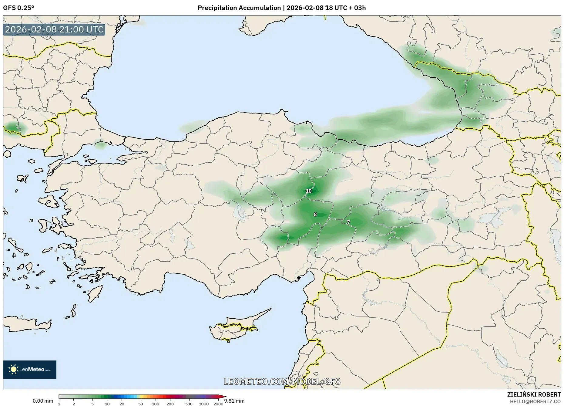 GFS model - Turkey, Precipitation Accumulation