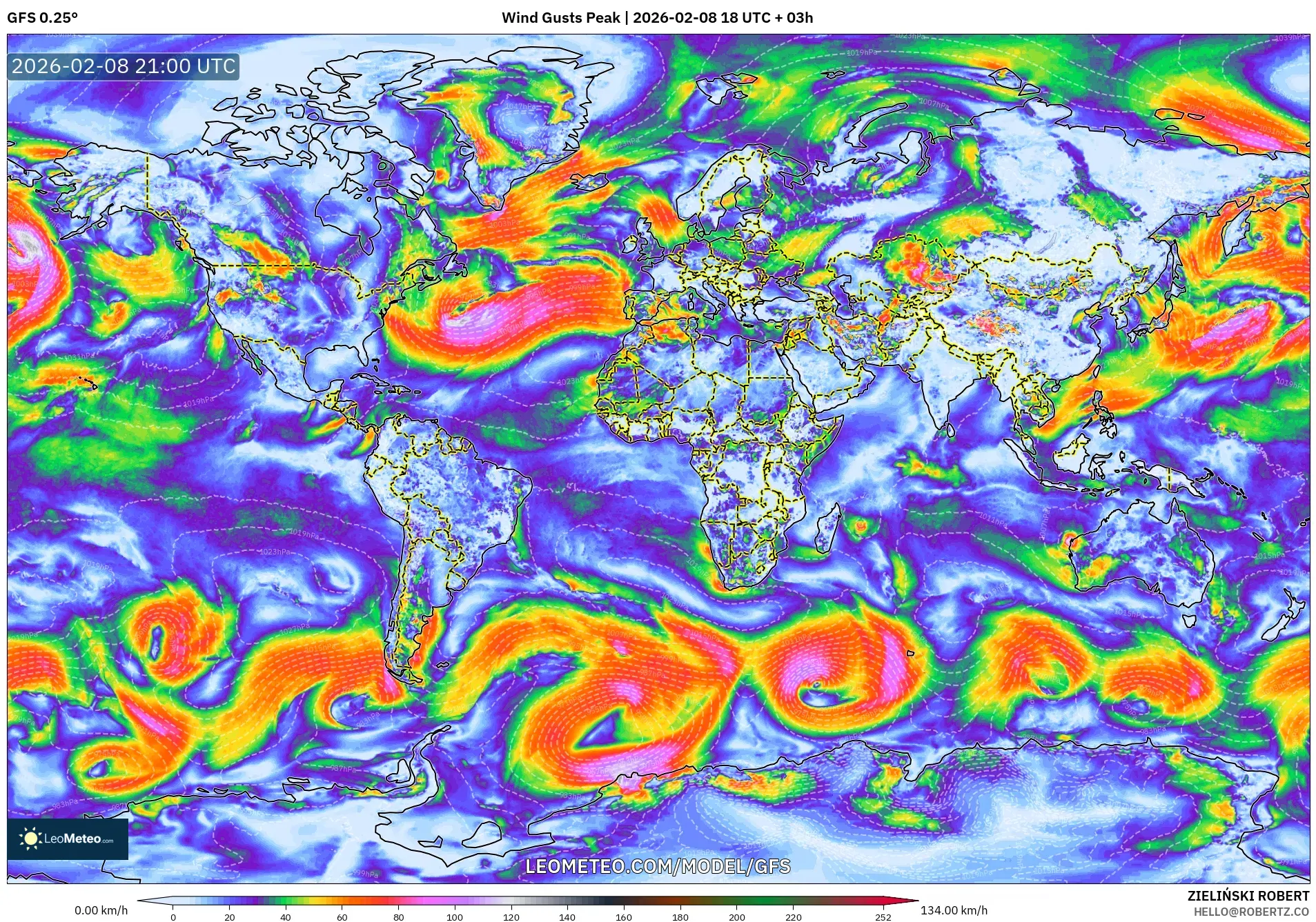 GFS model - Dunia, Puncak Hembusan