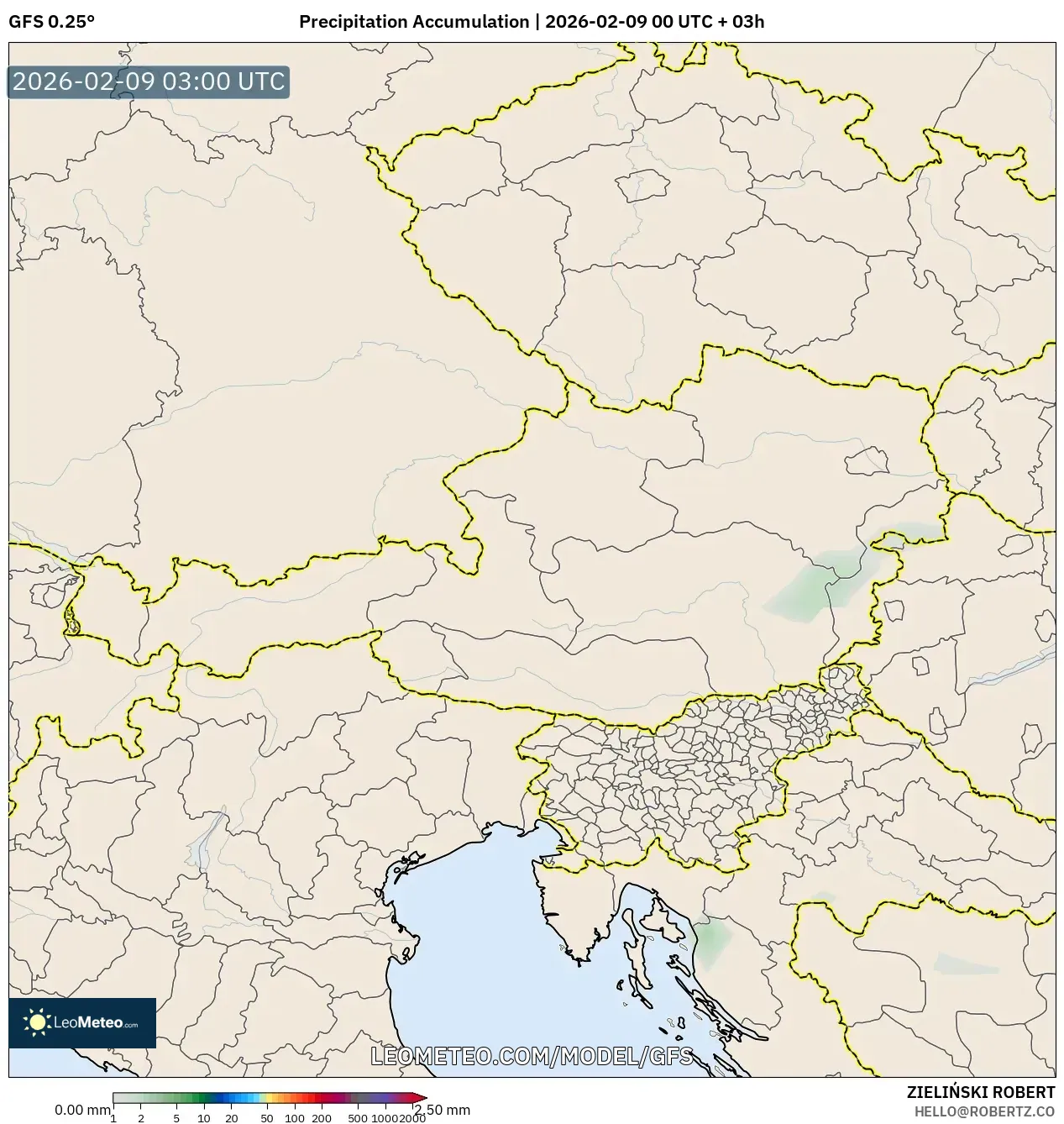 GFS model - Austria, Pengumpulan Hujan