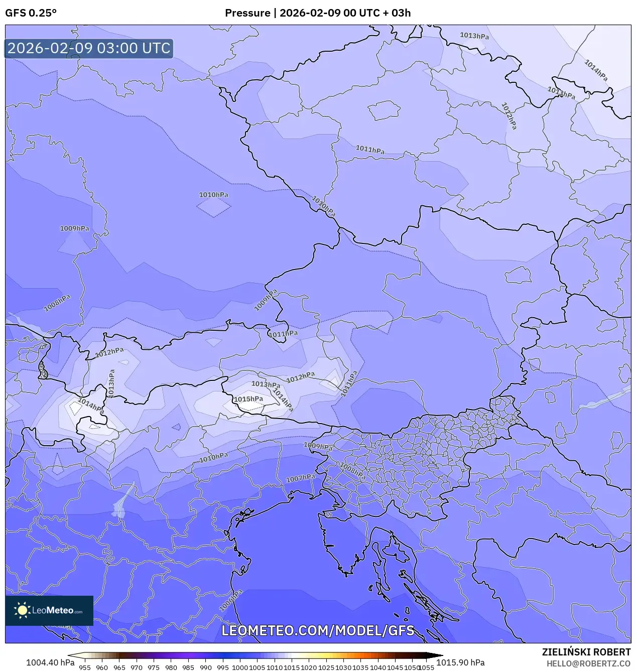 GFS model - Austria, Tekanan