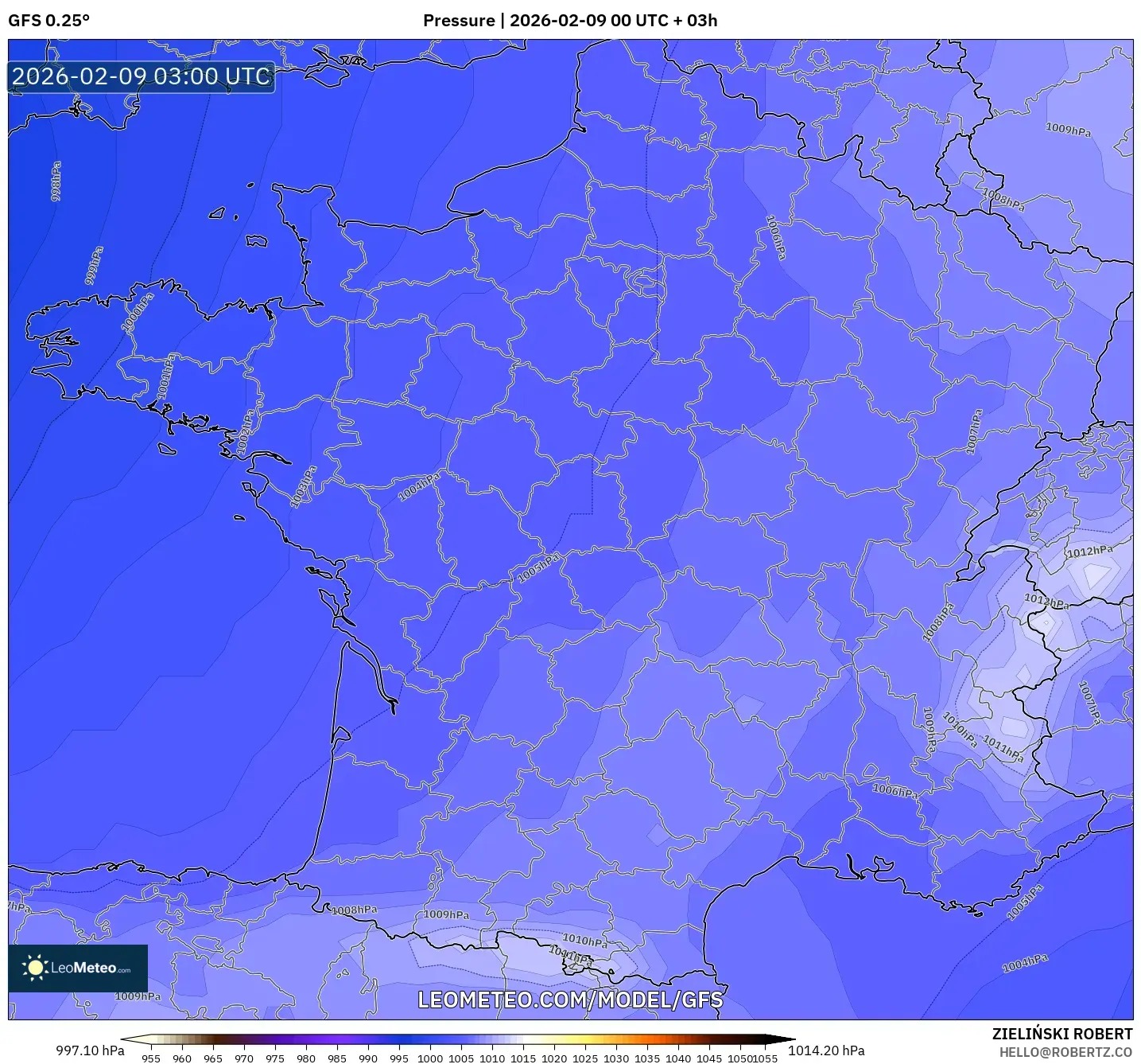 GFS model - Perancis, Tekanan