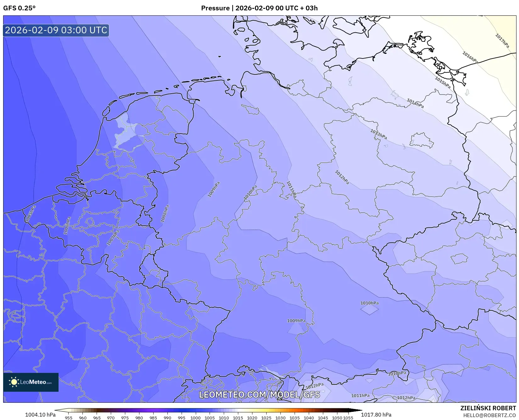 GFS model - Jerman, Tekanan