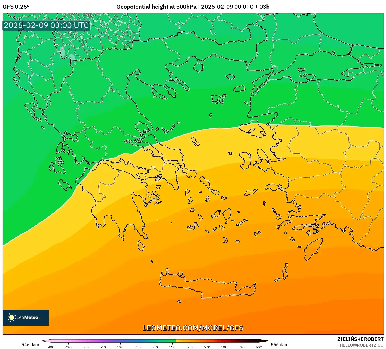 GFS model - Yunani, Ketinggian geopotensial pada 500 hPa