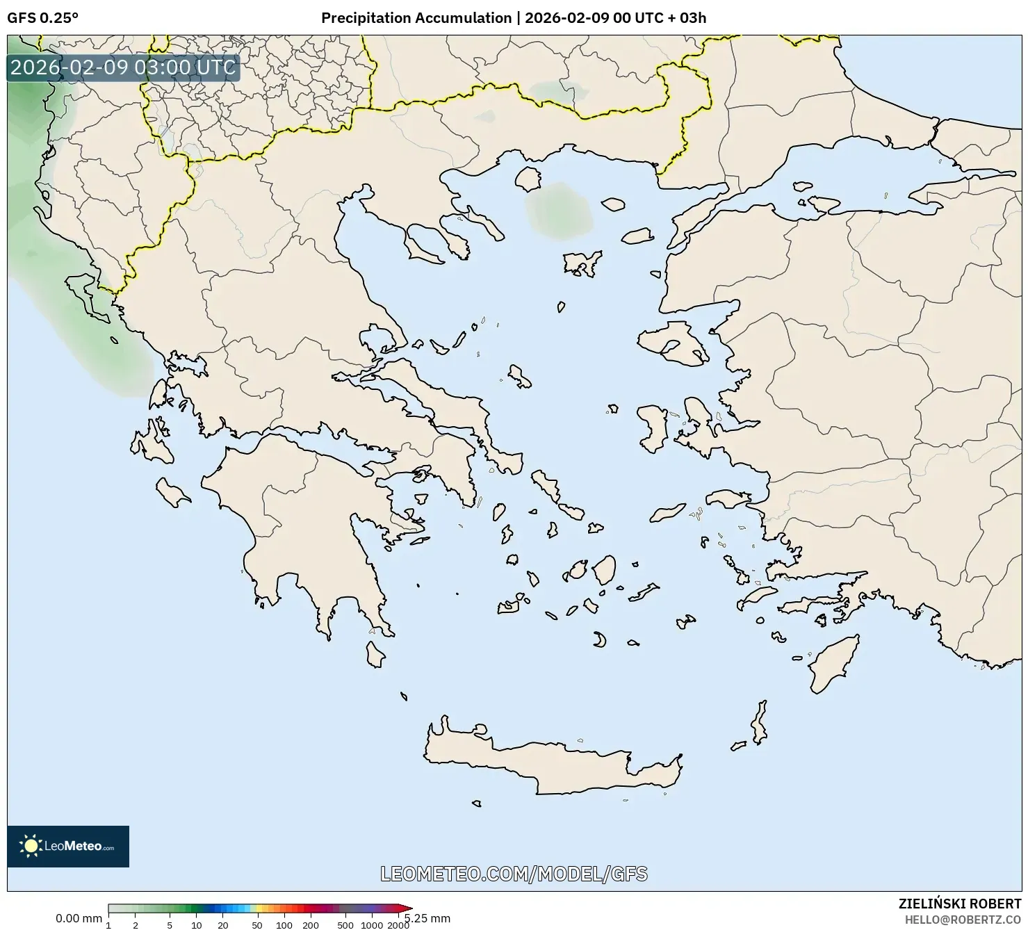 GFS model - Yunani, Pengumpulan Hujan
