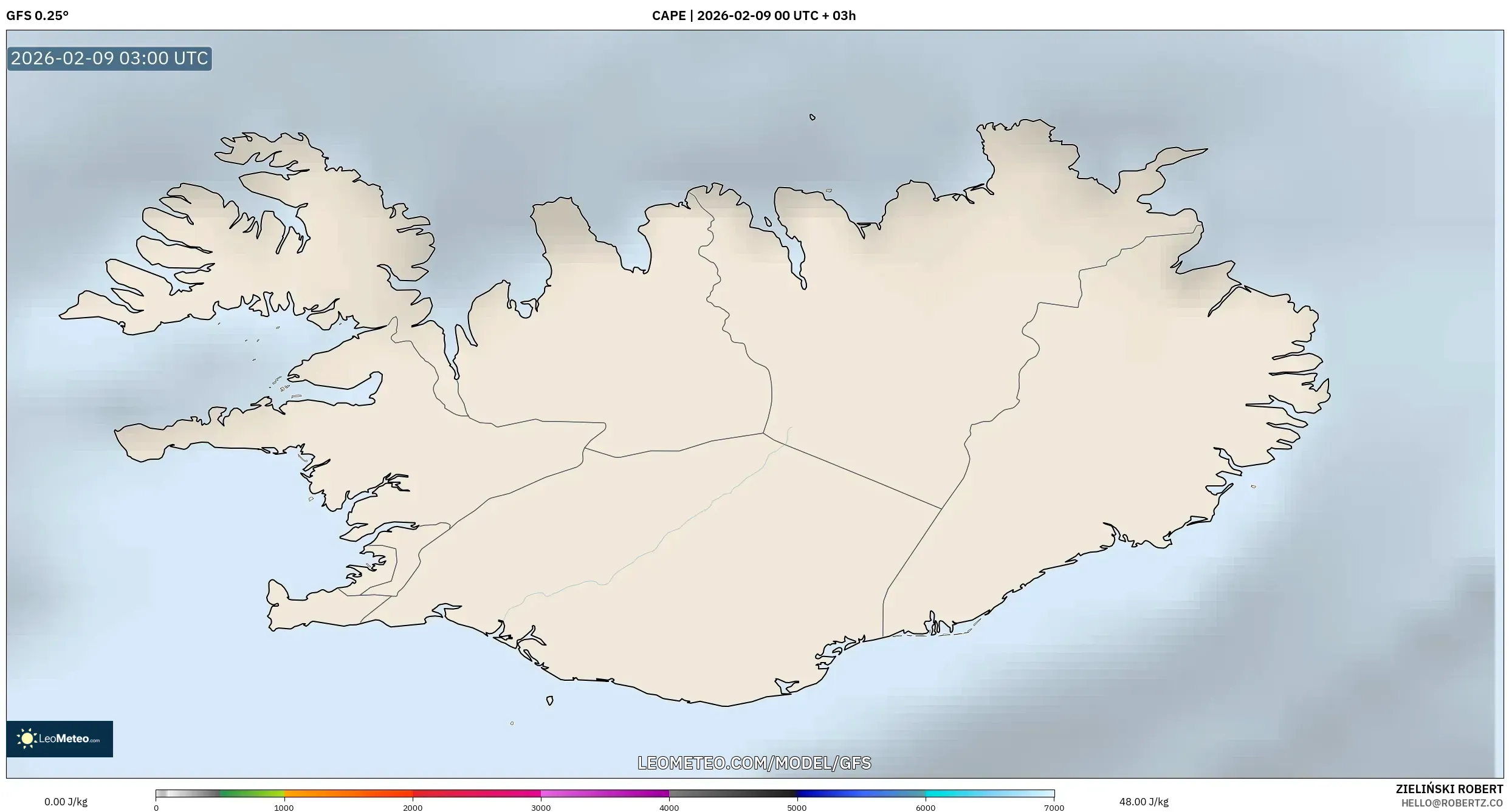 GFS model - Iceland, CAPE