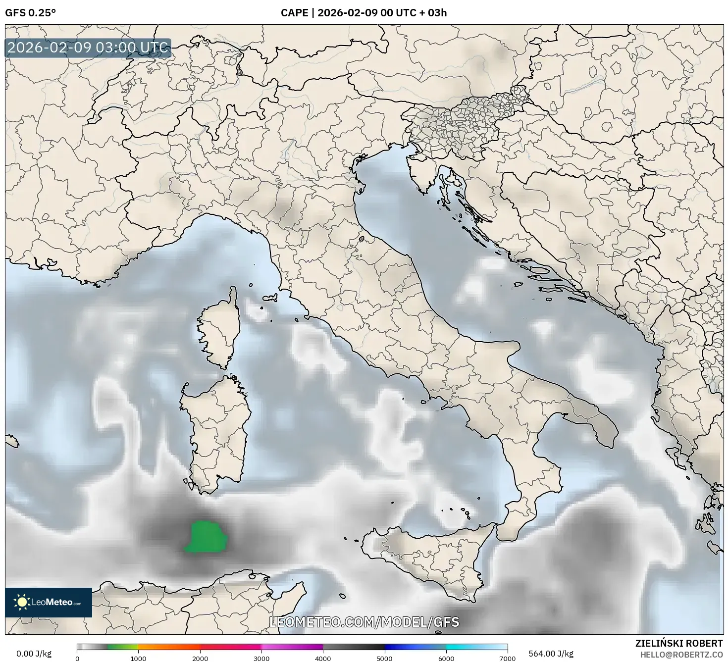 GFS model - Itali, CAPE