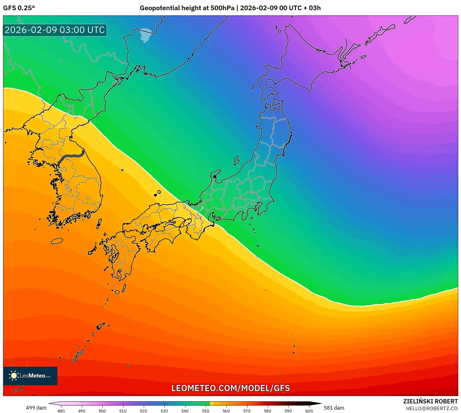GFS model - Jepun, Ketinggian geopotensial pada 500 hPa