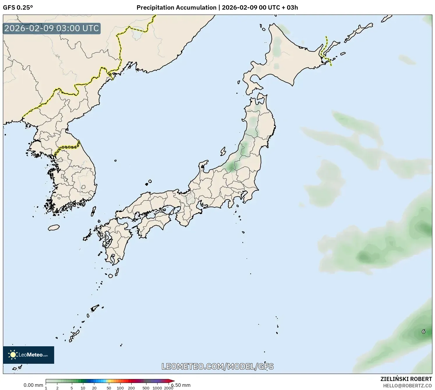 GFS model - Jepun, Pengumpulan Hujan