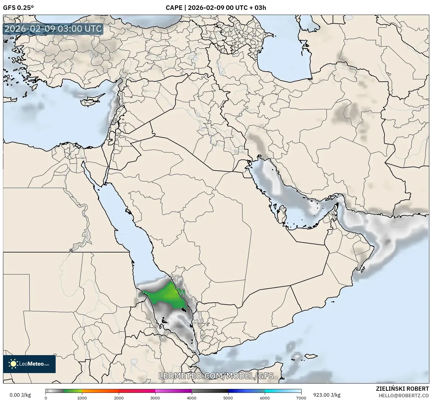 GFS model - Timur Tengah, CAPE