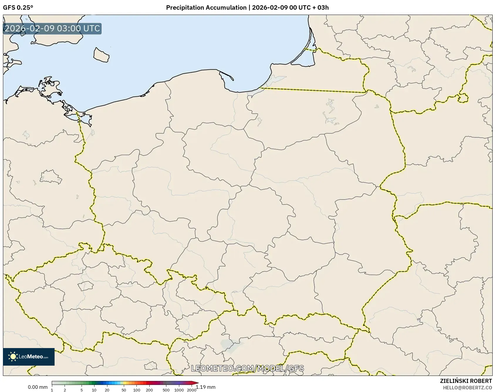 GFS model - Poland, Pengumpulan Hujan