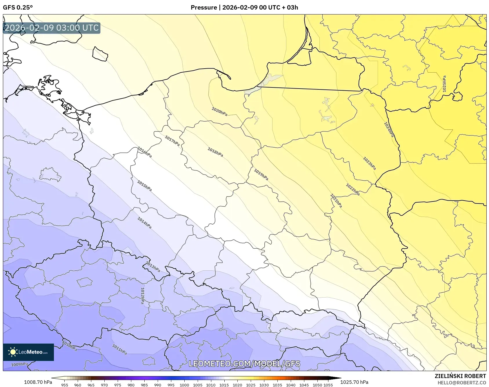 GFS model - Poland, Tekanan