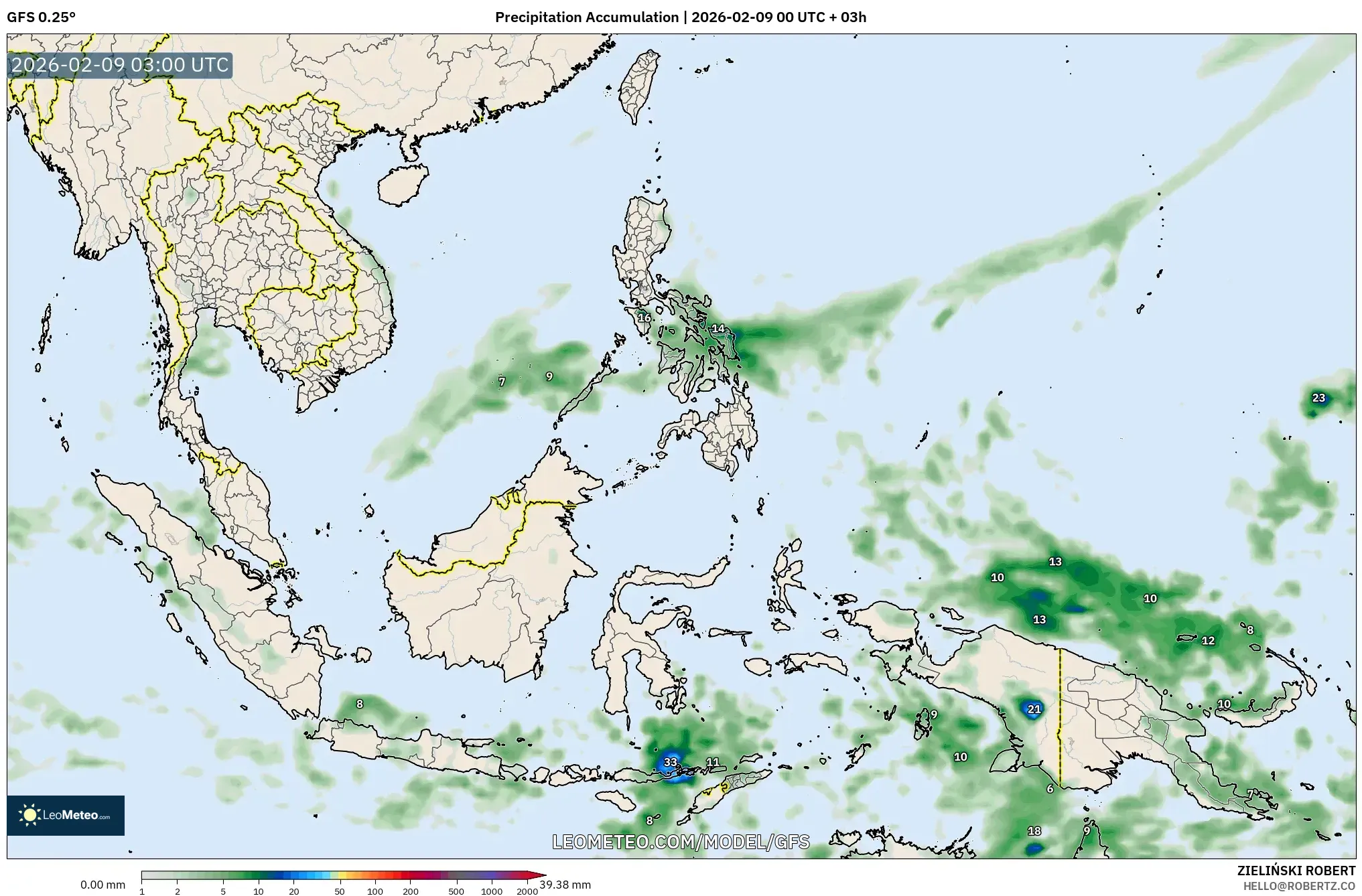 GFS model - Asia Tenggara, Pengumpulan Hujan